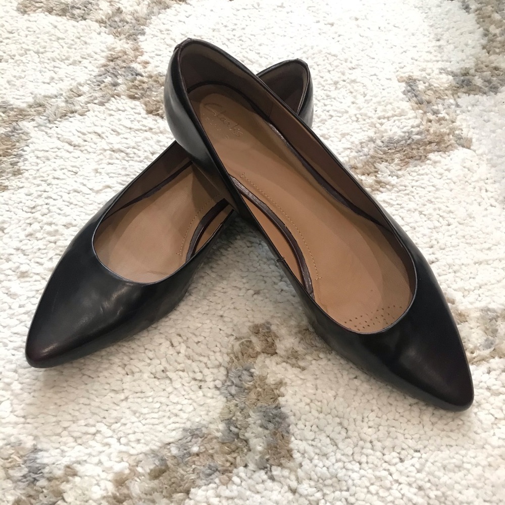 Clarks Black Flats